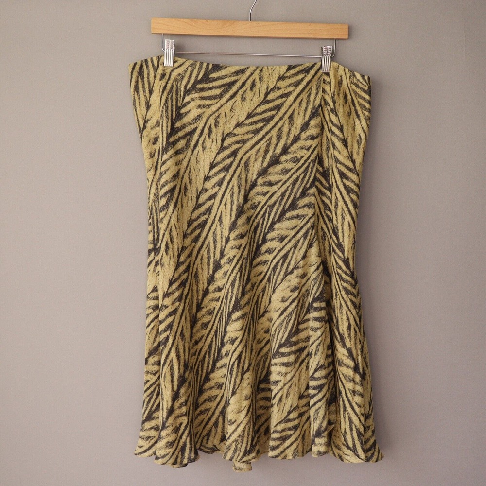 Lauren Ralph Lauren Womens Skirt XL Silk Linen Midi Tangiers Safari Flowy